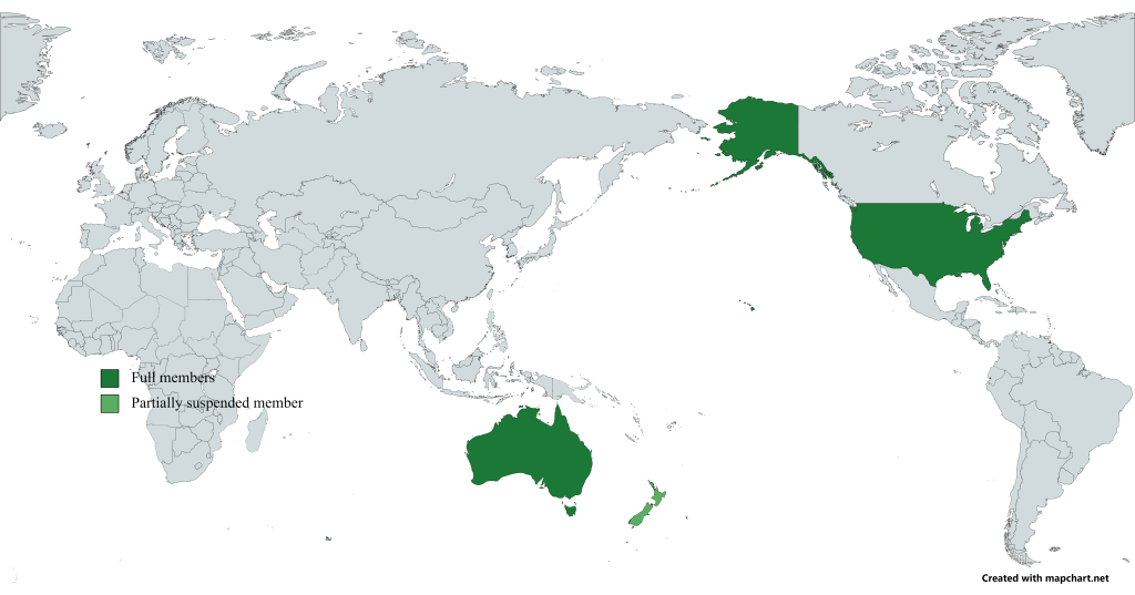 File:australia, New Zealand, United States Security Treaty Map | Map Of Usa And Australia