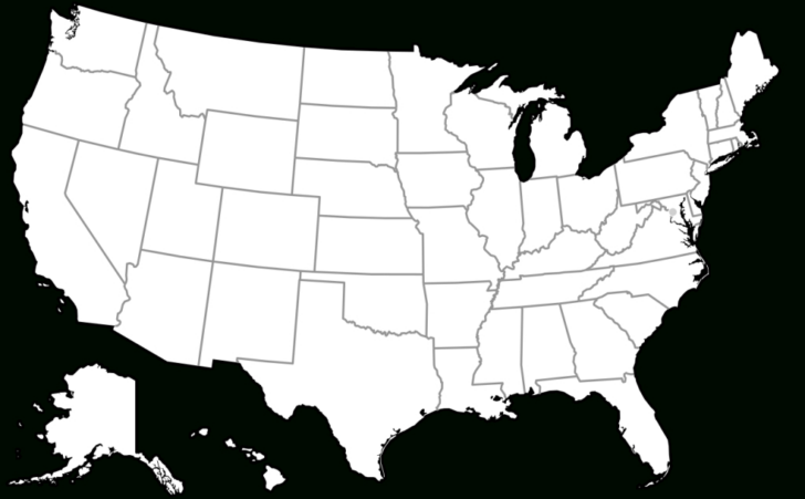 Black White Map of USA