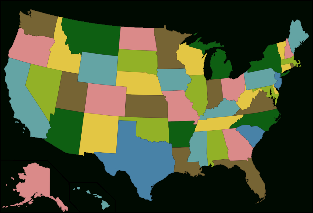 File:color Us Map With Borders.svg - Wikimedia Commons | Printable Color Map Of Usa