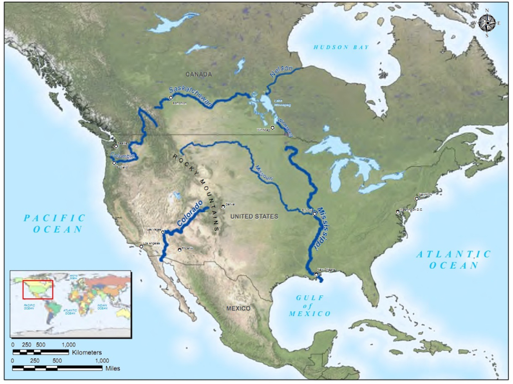 File:map- North America - Major Rivers - Glen Canyon Dam Amp | Colorado River On Map Of Usa