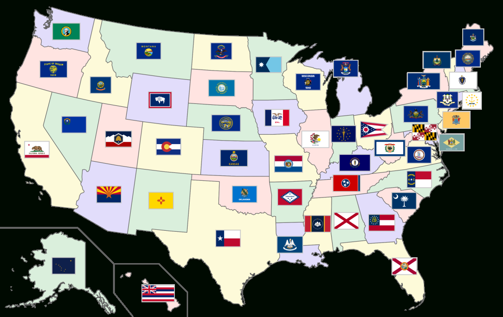 Map Of USA With Flags Printable US Maps Map Of USA With Flags Printable US Maps