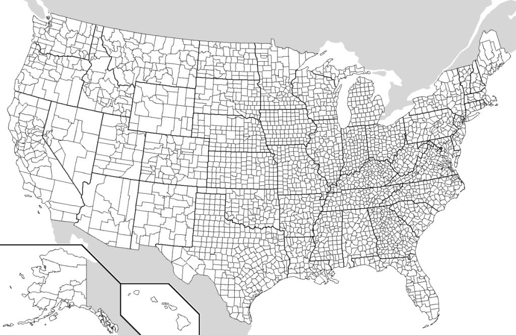 File:map Of Usa With County Outlines (Black &amp;amp; White) | Map Of Counties In Usa