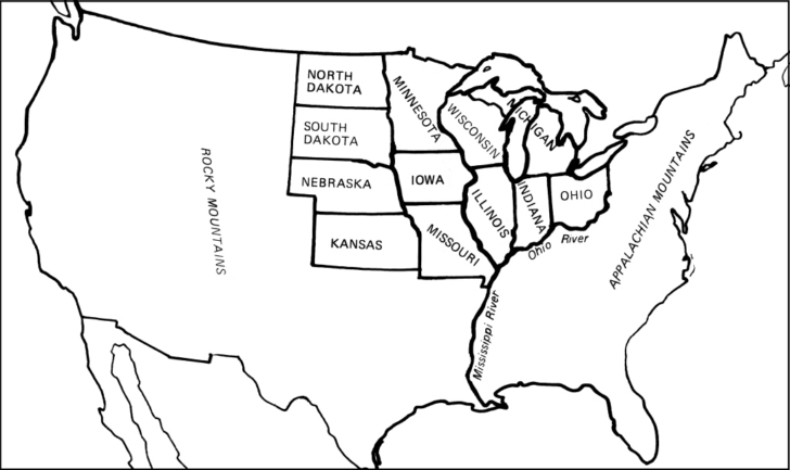 Map of Mid West USA
