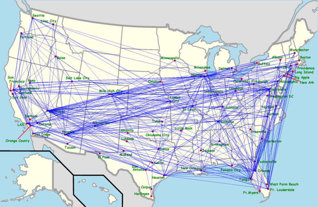 File:southwest Airlines Route 20110327 - Wikimedia Commons | Southwest Airlines Map of USA