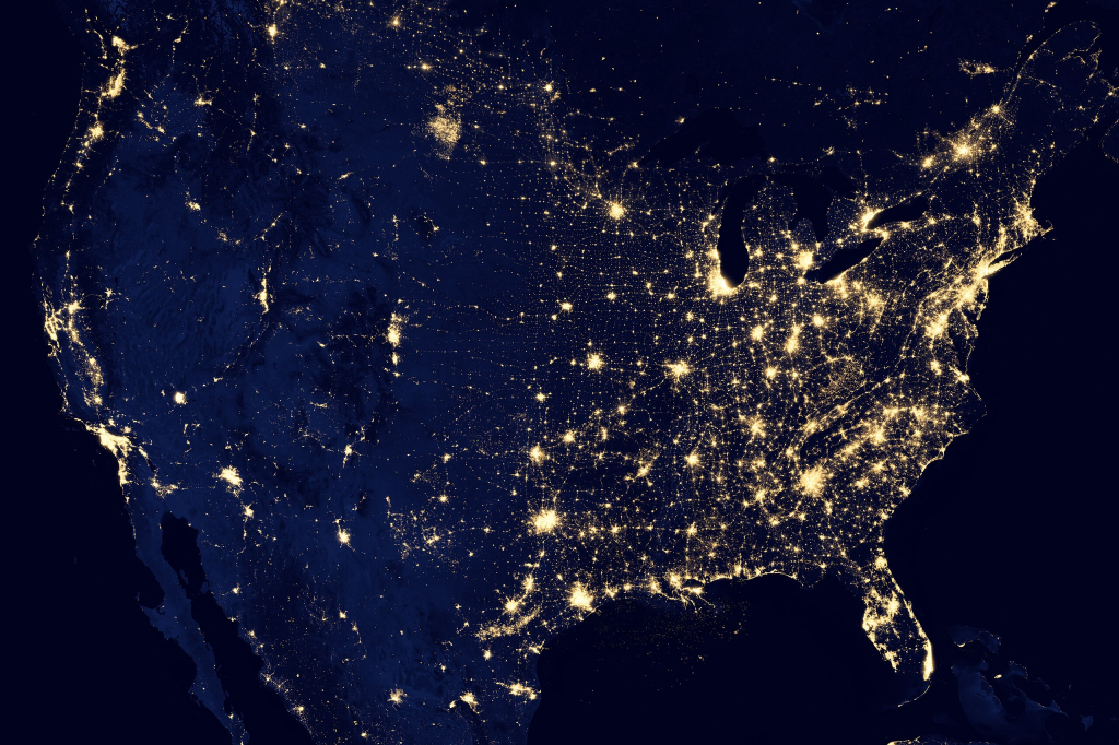 File:united States At Night - Wikimedia Commons | Map of USA at Night