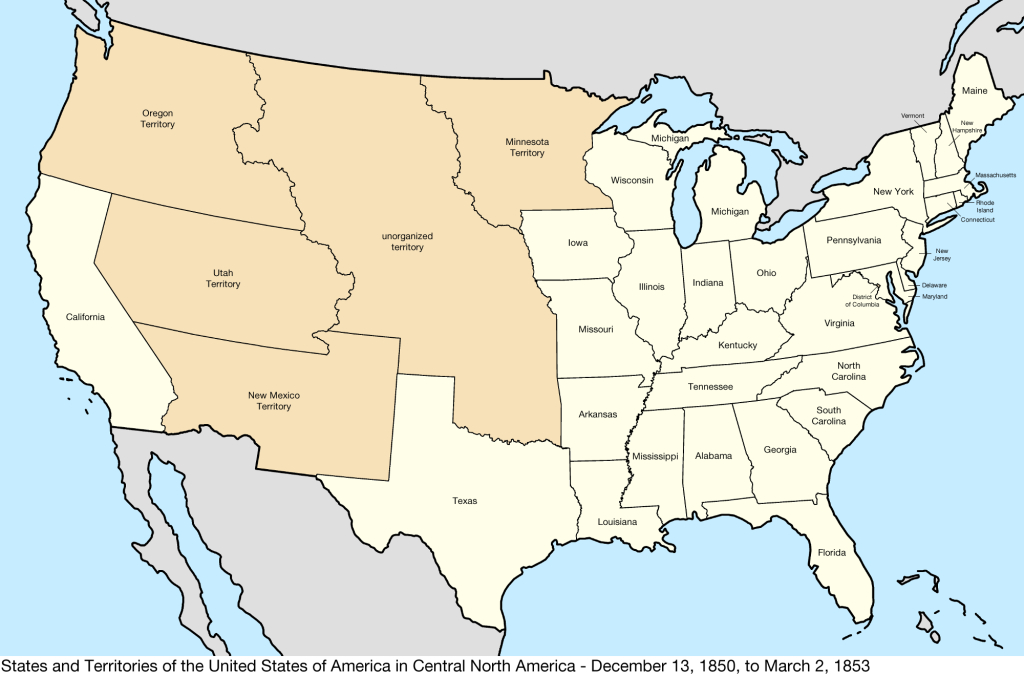 File:united States Central Map 1850-12-13 To 1853-03-02 | Map Of Usa In 1850