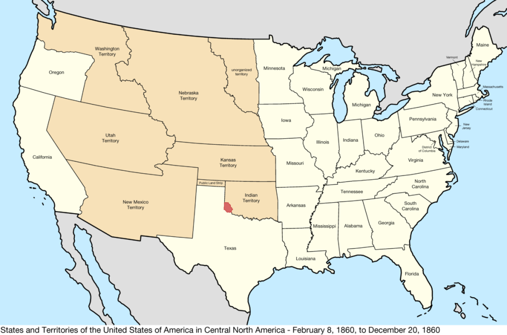 File:united States Central Map 1860-02-08 To 1860-12-20 | Map Of Usa In 1860