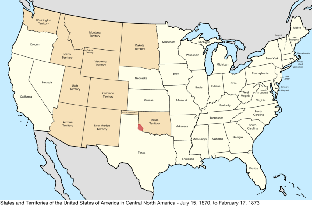 File:united States Central Map 1870-07-15 To 1873-02-17 | Map of USA in 1870