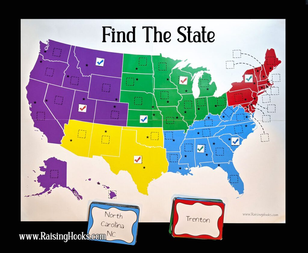 Find The State! A Us Geography Game – With Capitals! - Raising Hooks | Map of USA States Game