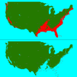 Flooded Usa Map ( Water Level Rise If 125 Meters Or About 401 Feet | Map Of USA With Sea Level Rise
