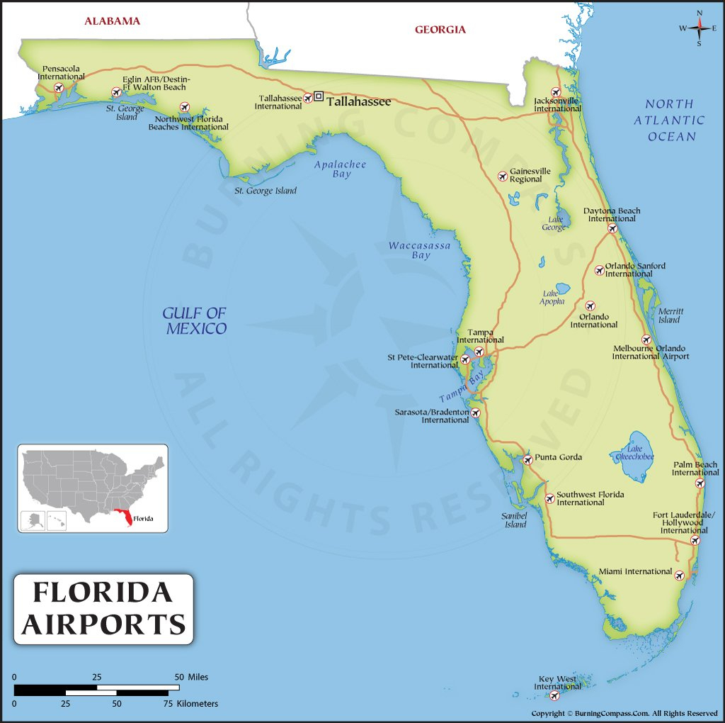 Florida Airport Map, Map Of Florida Airports | Map Of Airports In Florida Usa