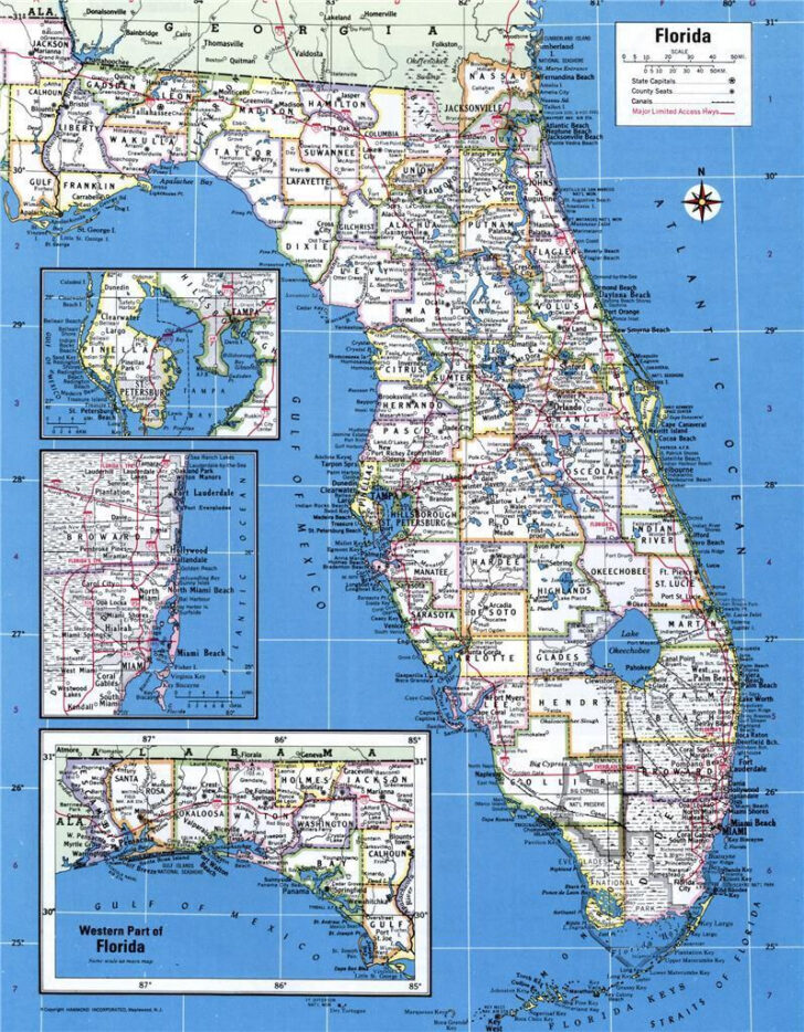 Map of Counties in Florida USA