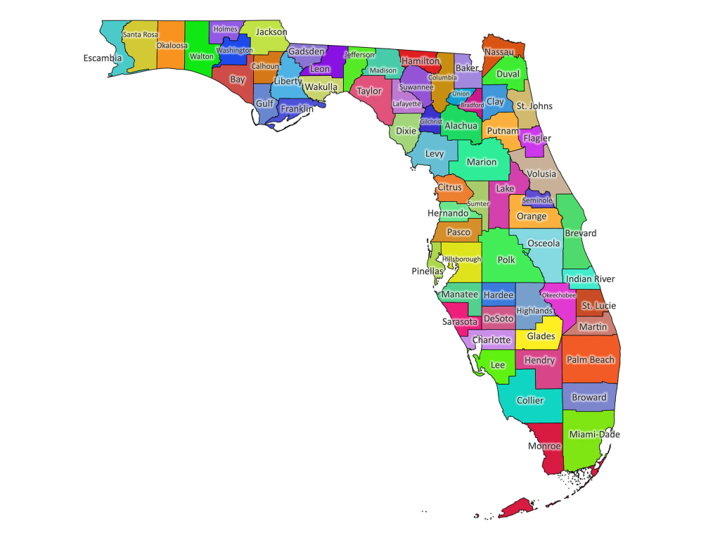 Florida Labeled Map | Labeled Maps | Free Printable Map of Florida USA