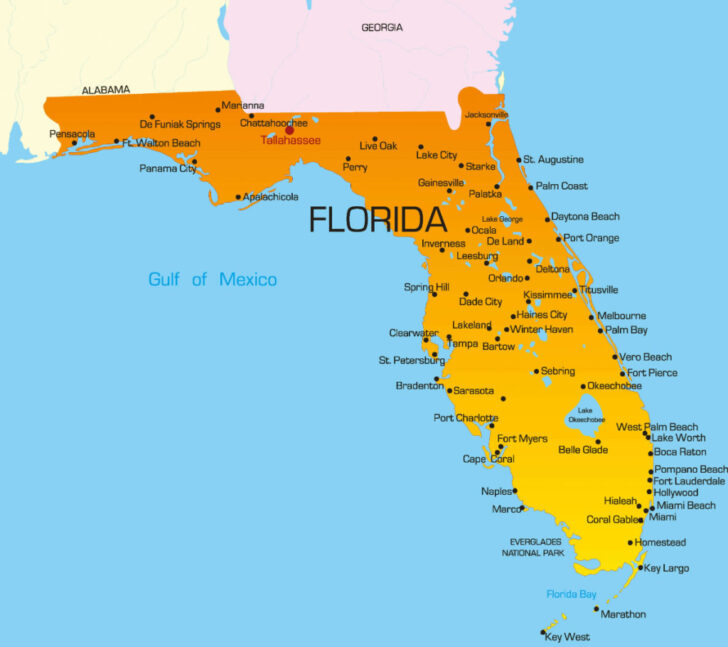 Florida in Map of USA Florida in Map of USA