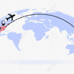 Flug Von Den Usa Nach Japan Über Der Weltkarte. Flugzeug Kommt In | Map Of Usa And Japan