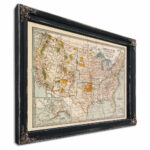 Framed United States Vintage Map   Ornate Embellishment Frame With | Map Of Usa Picture Frame
