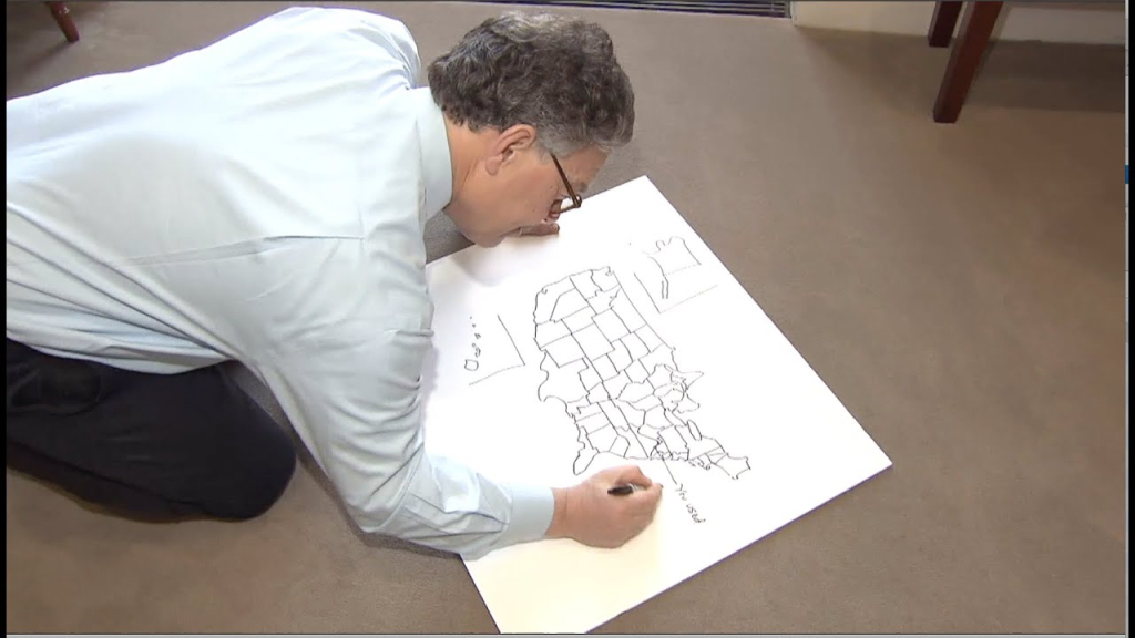 Franken Draws Gift For Reporter Who Called Mn &amp;quot;Worst Place To Live&amp;quot; | Al Franken Draws Map Of Usa