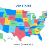 Free Colorful Usa Map With States Vector Vector Download | Free Map Of The Usa
