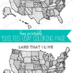 Free Coloring Page   Quilted Usa | Coloring Pages Of Usa Map