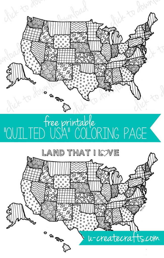 Free Coloring Page - Quilted Usa | Coloring Pages Of Usa Map