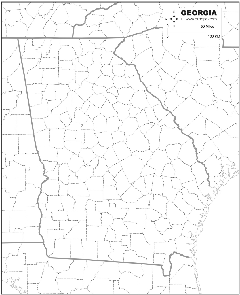 Free Map Of Georgia | Outline Map Of Georgia Usa