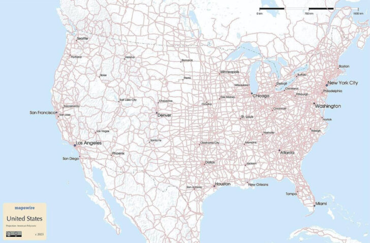 Printable Road Map of USA and Canada
