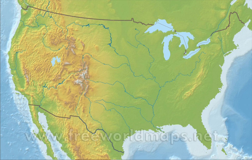 Free Printable Maps Of The United States | Printable Blank Topographic Map of USA