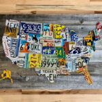 Full Size 50 State License Plate Map   All Authentic License Plates/ Hand  Made In The Usa   Etsy.de | Licence Plate Map Of USA