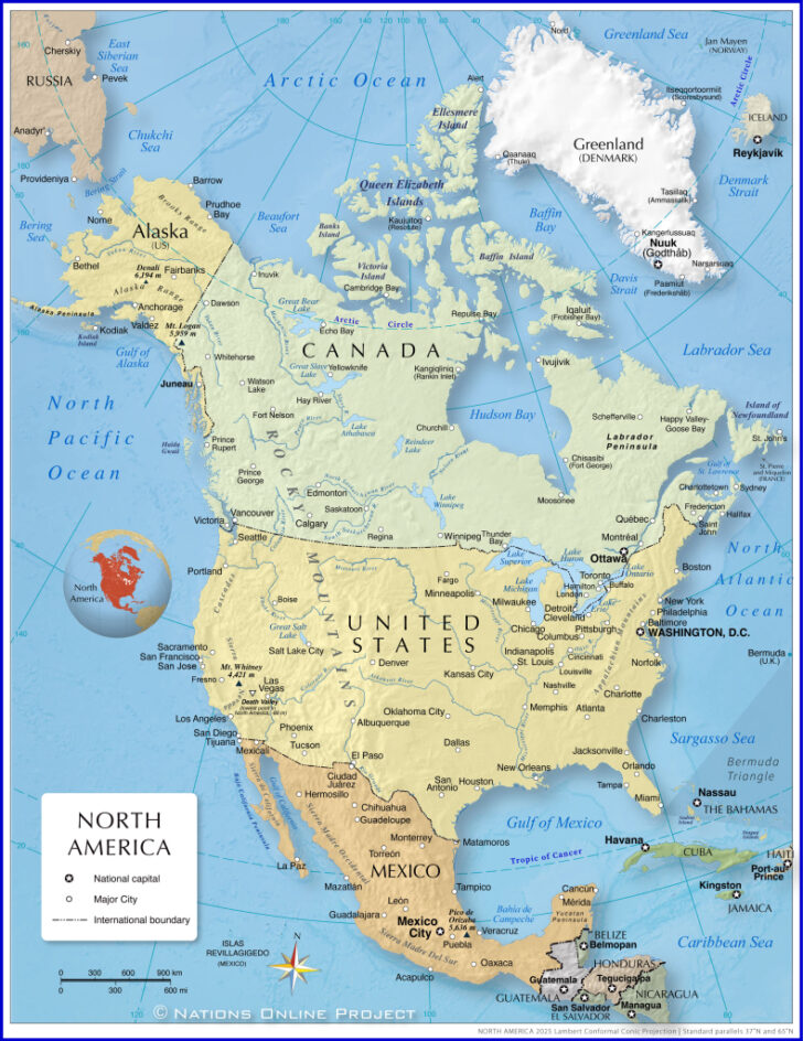 Map of Southern USA and Central America