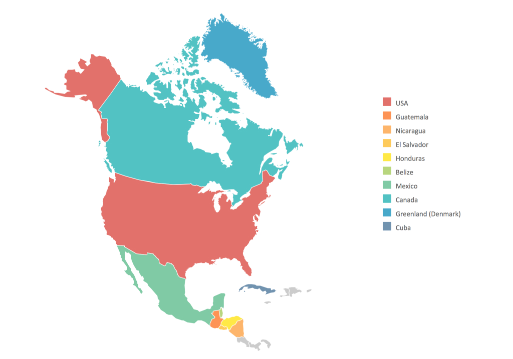 Geo Map Of Americas | Map of USA and Central America