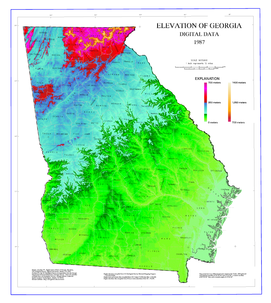 Geography Of Georgia (U.s. State) - Wikipedia | Physical Map of Georgia USA