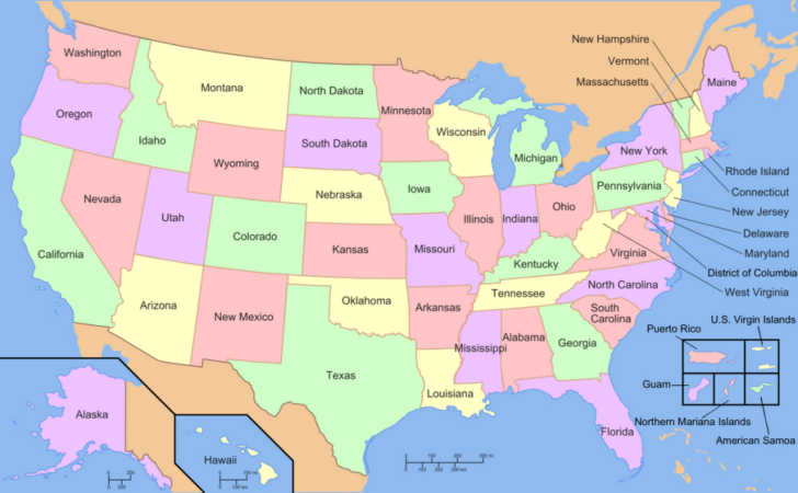 Map of USA 48 States