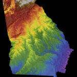 Georgia Color Elevation Map   Etsy | Topographic Map Of Georgia USA