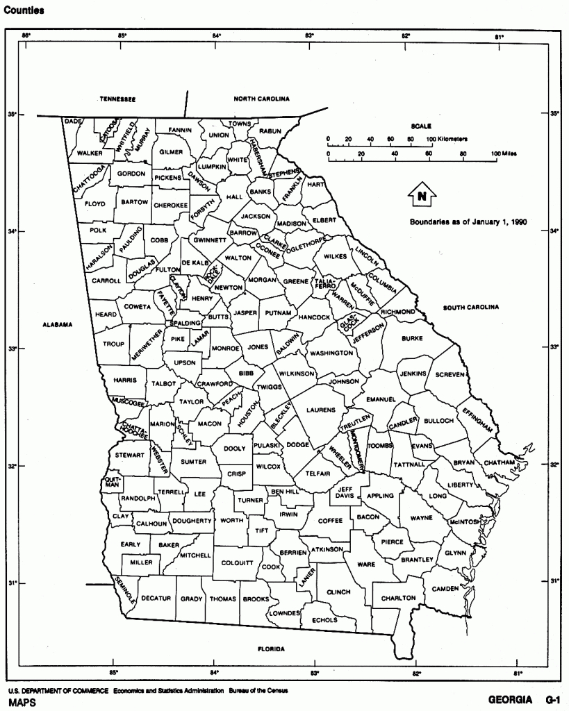 Georgia Free Map | Outline Map Of Georgia Usa