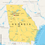 Georgia, Ga, Political Map, With Capital Atlanta And Largest | Map Of Southeast Georgia Usa