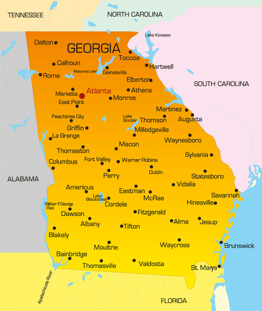 Georgia Map - Guide Of The World | Map Of Georgia Usa With Cities