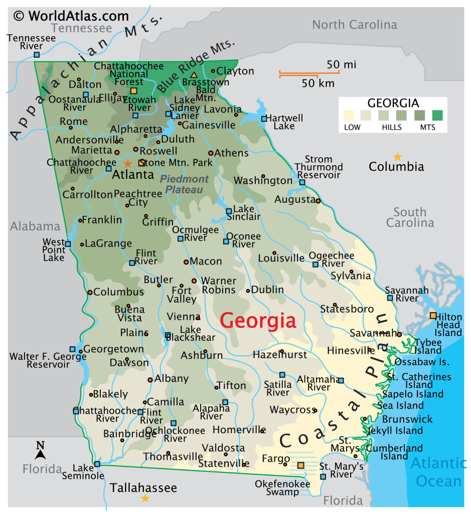 Georgia Maps &amp;amp; Facts - World Atlas | Map Of Georgia Usa Coastline