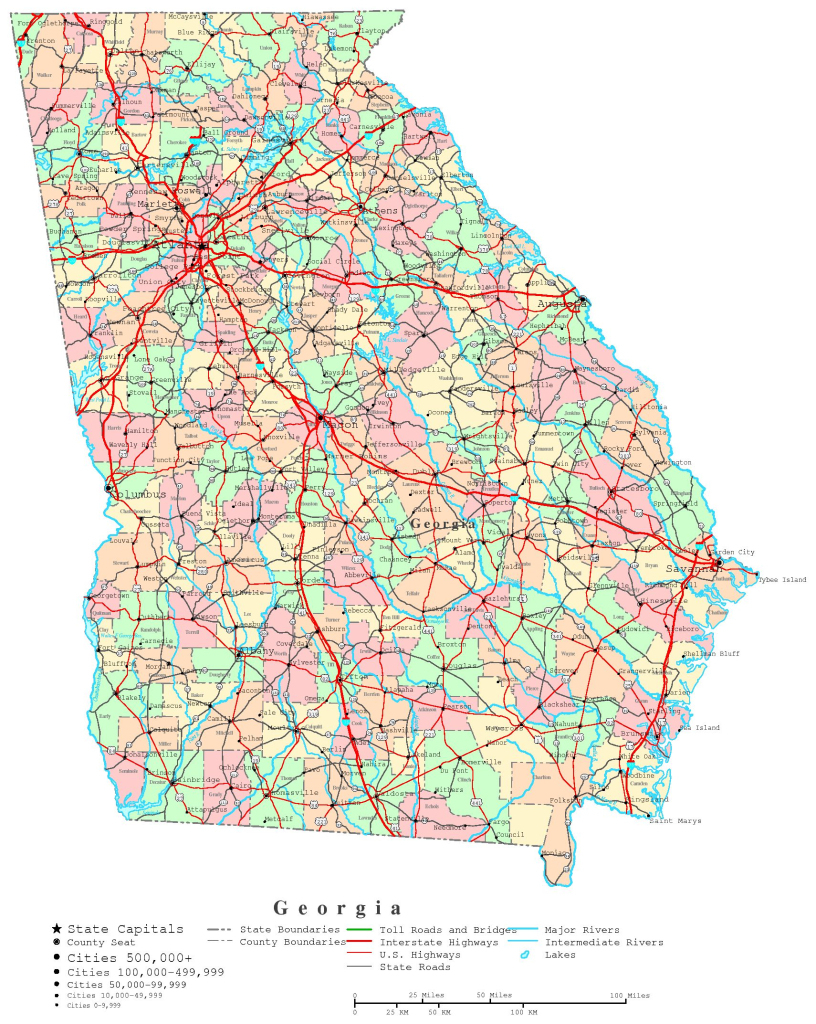 Georgia Printable Map | City Map Of Georgia Usa