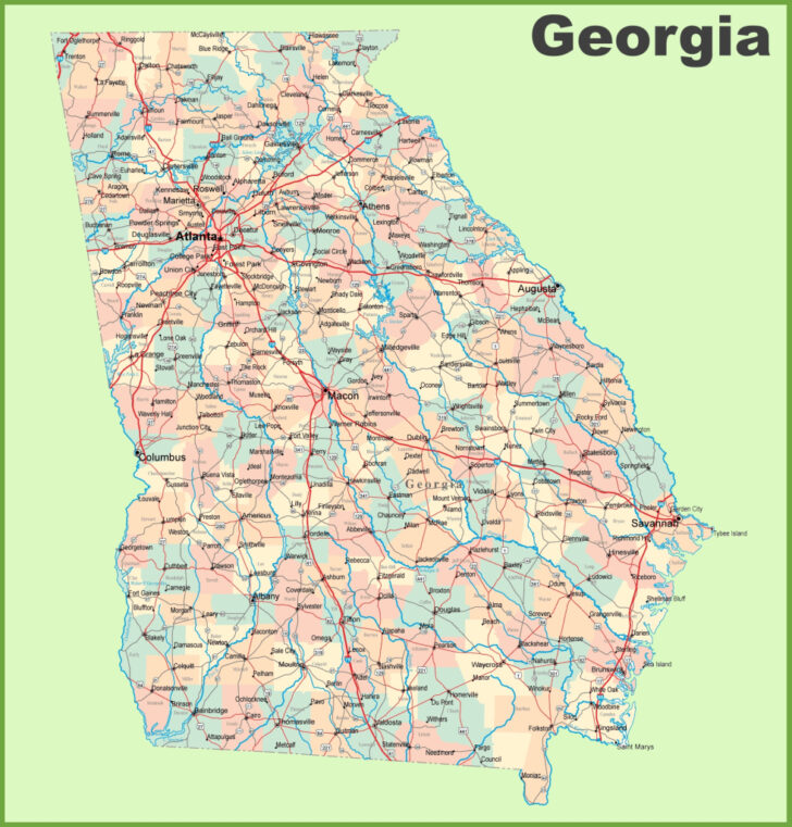 Road Map of Georgia USA