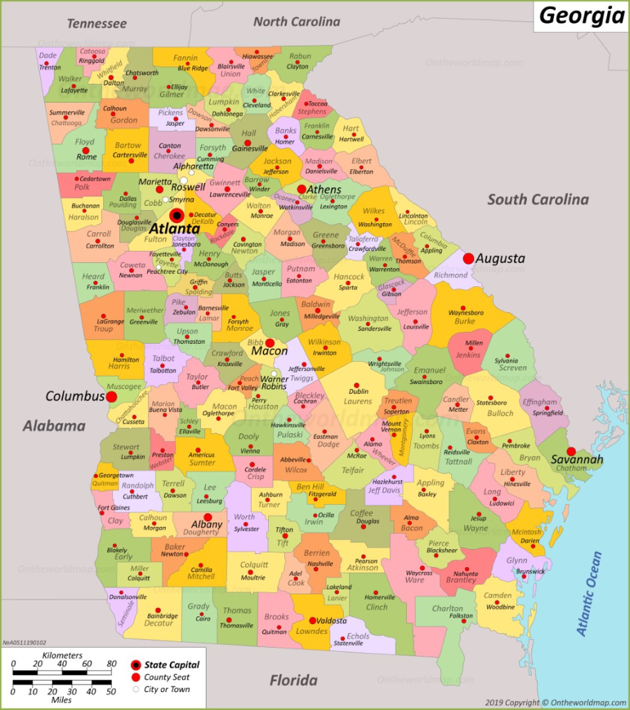 Georgia State Map | Usa | Maps Of Georgia (Ga) | Google Map of Georgia USA
