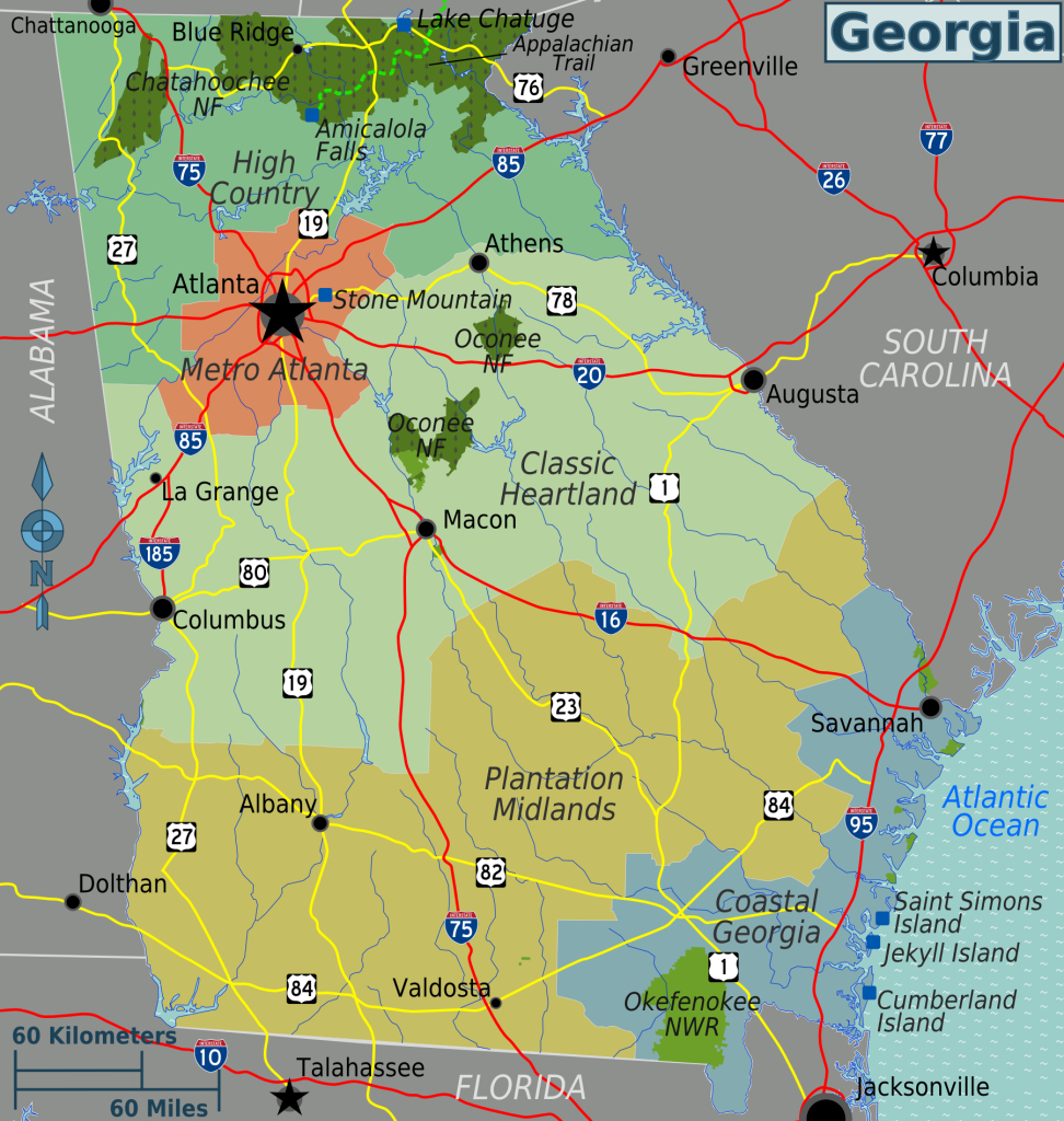 Georgia (State) – Travel Guide At Wikivoyage | Map Of State Of Georgia Usa