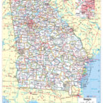 Georgia State Wall Map Large Print Poster   24"X30" | State Map Of Georgia Usa