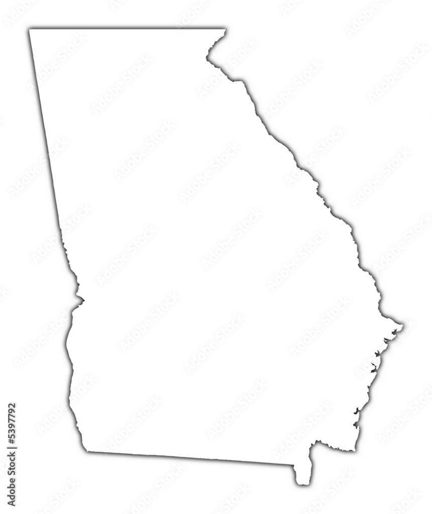 Georgia (Usa) Outline Map With Shadow. Stock Illustration | Adobe | Outline Map of Georgia USA