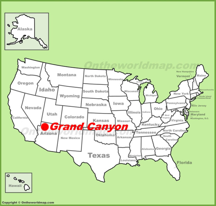 Map of USA with Grand Canyon Map of USA with Grand Canyon