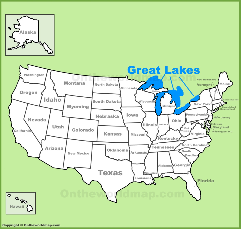 Great Lakes Location On The U.s. Map - Ontheworldmap | Map of Great Lakes USA