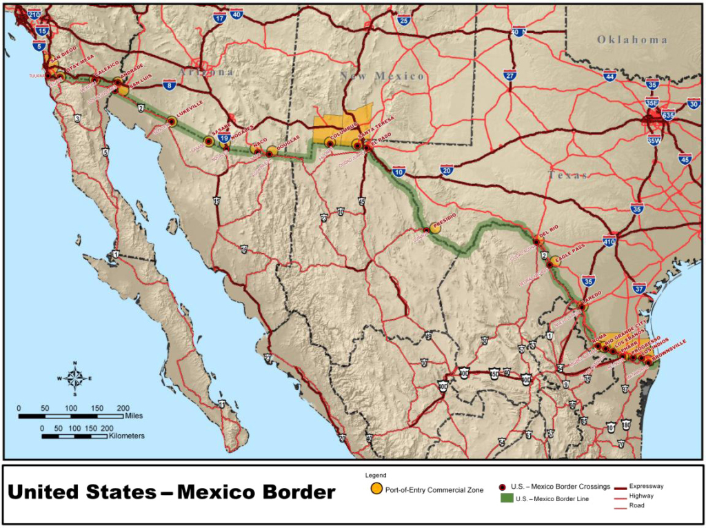 Grenze Zwischen Den Vereinigten Staaten Und Mexiko – Wikipedia | Map of USA Southern Border