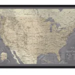 Grey Minimal Push Pin Travel Map Usa   Framed / 24 X 16 Inches / / / | Map Of USA Picture Frame