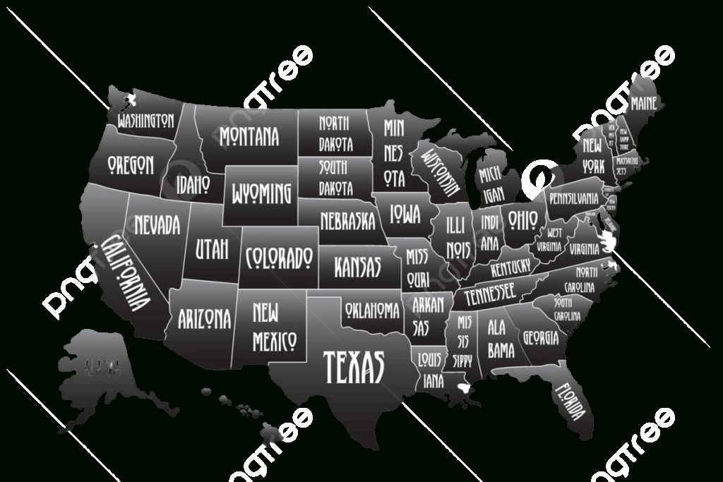 Handgezeichnete Schwarz Weiß Karte Der Usa Mit Staatsnamen Für | Black And White Map Of The Usa With State Names