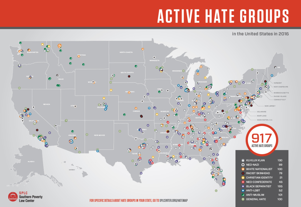 Hate Groups Increase For Second Consecutive Year As Trump | Hate Group Map of USA