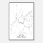 Helen Georgia Map Poster, Modern Home Decor Wall Art Print   Custom Maps &  Posters | Map Of Helen Georgia Usa
